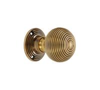 Spira Brass Ribbed Rim/mortice Door Knob Aged Brass