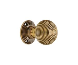 Spira Brass Ribbed Rim/mortice Door Knob Aged Brass