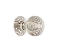 Spira Brass Ribbed Rim/mortice Door Knob Polished Nickel