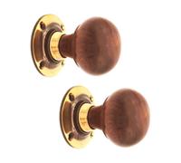 Spira Brass Rosewood Bun Rim/mortice Door Knob Aged Brass
