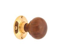 Spira Brass Rosewood Bun Rim/mortice Door Knob Polished Brass