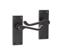 Spira Brass Victorian Scroll Latch Lever Handle 115mm Matt Black