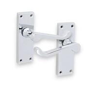 Spira Brass Victorian Scroll Latch Lever Handle 115mm Polished Chrome