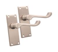 Spira Brass Victorian Scroll Latch Lever Handle 115mm Satin Nickel