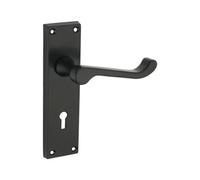 Spira Brass Victorian Scroll Lock Lever Handle 150mm Matt Black