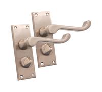 Spira Brass Victorian Scroll Privacy Lever Handle 115mm Satin Nickel