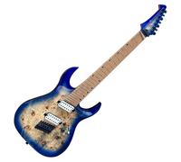 Spira Guitars S-457 Multiscale Poplar Burl Trans Blue
