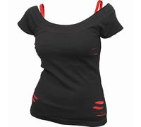 Spiral - 2in1 Red Ripped Top Black