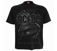 AC/DC - Back in Black Torn - Front Print T-Shirt Black - XL