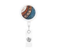 Spiral and Curve Patterns Retractable Badge Reel Heavy Duty Badge Holder with Belt Clip Retractable Lanyards ID Card Holder with Keychain Name Badge Clips for Office Nurse Employee