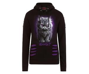 Spiral - Anger Management - Large Hood Ripped Hoody Purple-Black