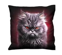 Spiral Anger Management Unisex Cushion Multicoloured 100% Cotton Gothic Cats