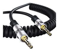 Spiral Aux Cable 0.5M 3.5mm Stereo Premium Auxiliary Audio Coiled Cable - for Beats Headphones Apple iPod iPhone iPad Samsung LG Smartphone MP3 Player Home/Car etc - IBRA Silver
