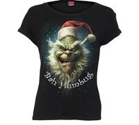 Spiral - Bah Humbug - Boatneck Cap Sleeve Top Black - L