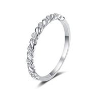 Spiral Band Moissanite Wedding Ring 925 Silver, 5.6pt GRA Certified D Color VVS Clarity EX Cut Beautiful Engagement rings for Women(10, 5.6 points)