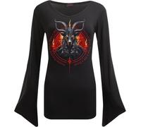 Spiral - Baphomet - V Neck Goth Sleeve Top Black - L