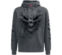 Spiral Bat Skull Hoodie grey M