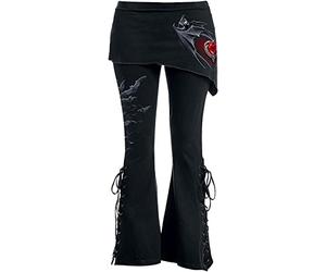 Spiral - Bat'S Heart - 2In1 Boot-Cut Leggings with Micro Slant Skirt - L Black