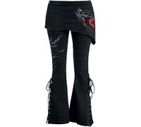 Spiral - Bat'S Heart - 2In1 Boot-Cut Leggings with Micro Slant Skirt - XL Black
