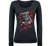 Spiral Bed of rose Long-sleeved Top black XL
