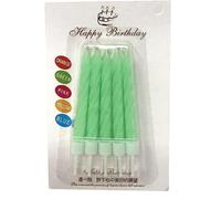 Spiral Birthday Candles Set, Twisted Cake Candles for Party Cake Decorations, Long Burning Bright Color Candles for Birthday Cake Decor Supplies (Green, Pack of 5)