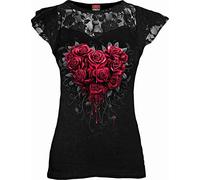 Spiral - Bleeding Heart - Lace Layered Cap Sleeve Top Black - L