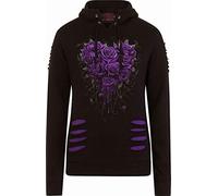 Spiral - Bleeding Heart - Large Hood Ripped Hoody Purple-Black - M