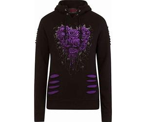 Spiral - Bleeding Heart - Large Hood Ripped Hoody Purple-Black - M