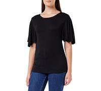 Spiral - BOAT NECK BAT SLEEVE TOP BLACK (Female Black Short Sleeve . T-Shirt NEW