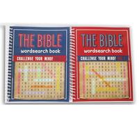 Spiral Bound Miniature Bible Word Search Puzzle Book Set for Car, Office, and More - Volumes 1-2