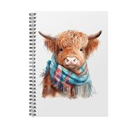 Spiral Bound Notebook. Highland Cow Design. Sketch Book