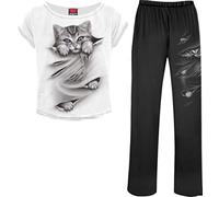 Spiral - Bright Eyes - 4Pc Gothic Pyjama Set - XL Black