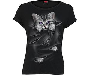 Spiral - Bright Eyes - Boatneck Cap Sleeve Top Black - XL
