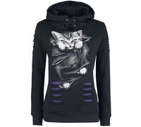 Spiral Women's BRIGHT EYES - Large Hood Ripped Hoody Purple-Black in Black Spiral Black L