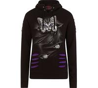 Spiral - Bright Eyes - Large Hood Ripped Hoody Purple-Black - M