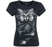 Spiral Direct Women's Bright Eyes - Boatneck Cap Sleeve Top Black T Shirt, Black (Black 001), XXL UK