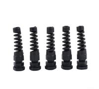 Spiral Cable Gland Kit 5pcs PG7 PG9 PG11 Soft Thread IP68 Cable Connectors for Secure Strain Relief in Electrical and Automation Equipment (PG7 - Black)
