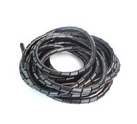 Spiral Cable Protector Sleeve, Spiral Wrap Sleeving Tube 4mm to 30mm Inside Diameter Flame Retardant Cable Protective Sleeve White and Black(Black,6MM X 15 Meter)
