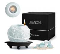 Spiral Candle with Hollow Round Design, Sculptural Wax Decor Gift, Unique Wick Flame Path, Modern Accent Piece for Shelf, Table, Mantel, and Entryway Display Set (Blue, Ocean Scented) - LUMINORA