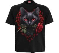 Spiral - Cat's Love - Front Print T-Shirt Black - M