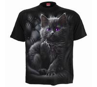 Spiral - CATTITUDE - Front Print T-Shirt Black