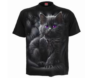 Spiral - CATTITUDE - Front Print T-Shirt Black