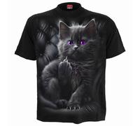 Spiral CATTITUDE - Front Print T-Shirt Black | Size: XL Spiral Black XL