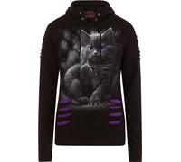 Spiral - Cattitude - Large Hood Ripped Hoody Purple-Black