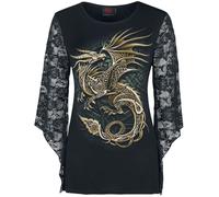 Spiral Celtic Dragon - Long-sleeved Top with lace details Long-sleeve Shirt black XXL