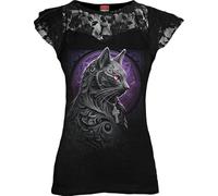 Spiral - Celtic Whiskers - Lace Layered Cap Sleeve Top Black