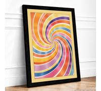 Spiral Chromatic Dance Geometric Framed Wall Art Print A2 Black