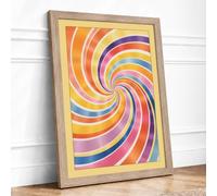 Spiral Chromatic Dance Geometric Framed Wall Art Print A2 Oak