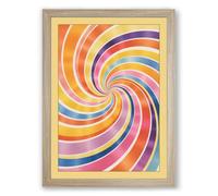 Spiral Chromatic Dance Geometric Framed Wall Art Print A3 (42×29.7cm) Oak, Wall Decor for Living Room, Bedroom, Office & Home, Ready to Hang, Art Gift
