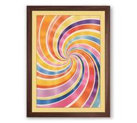 Spiral Chromatic Dance Geometric Framed Wall Art Print A4 (29.7×21cm) Walnut, Wall Decor for Living Room, Bedroom, Office & Home, Ready to Hang, Art Gift